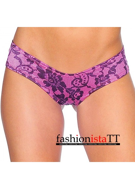 BodyZone Apparel Lace Print Scrunch-Back Super Micro Shorts - PR1244PL - 2 Colours