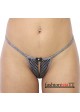 BodyZone Apparel Midnight Diamonds Crotchless Thong - UN038BK