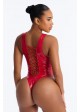 Wet-Look Kink Stretch Lace-Up Thong Bodysuit