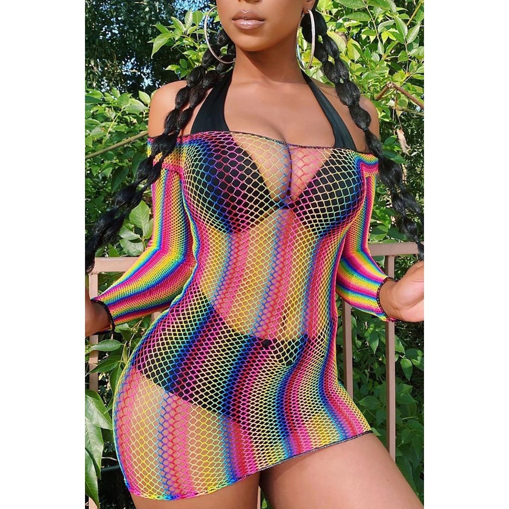 Leg Avenue Rainbow Fishnet Mini Dress 86795