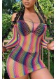 Leg Avenue Rainbow Fishnet Long Sleeved Mini Dress - 86795