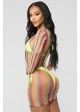 Leg Avenue Rainbow Fishnet Long Sleeved Mini Dress - 86795