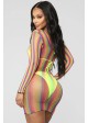 Leg Avenue Rainbow Fishnet Long Sleeved Mini Dress - 86795