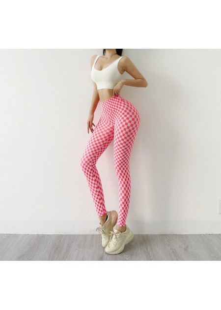 Checkered Ruched-Back Legging