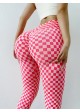 Checkered Ruched-Back Legging