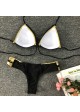 Sexy Black & Gold Thong Bottom and Pushup Top Swim Suit