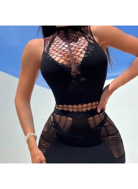 Hollowed-Out Mini Dress