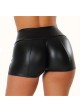 Faux Leather High Waist Butt-Enhancing Booty-Shorts (Petite Sized)
