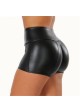 Faux Leather High Waist Butt-Enhancing Booty-Shorts (Petite Sized)