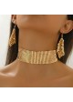 Metal Mat Choker with Matching Earrings