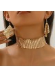Metal Mat Choker with Matching Earrings