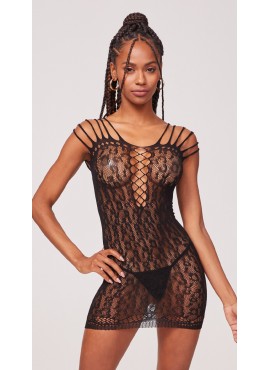 Lapdance Leopard Lace Mini Dress - LC-86-BK