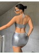 Metal Rings Silver Mini Dress