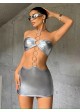 Metal Rings Silver Mini Dress