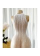 Sleeveless Crew Neck Linear Design Mesh Coverup Mini Dress Sleeveless Crew Neck Linear Design Mesh Coverup Mini Dress