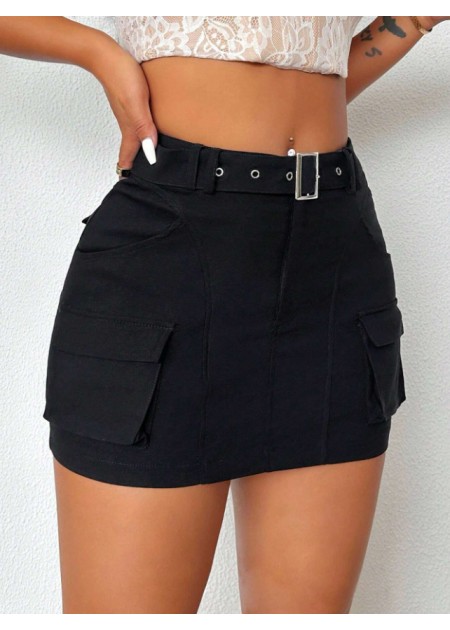 4-Pocket Belted Mini Skirt