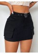 4-Pocket Belted Mini Skirt