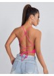 Lace Up Backless Rib-knit Cami Top