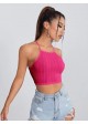 Lace Up Backless Rib-knit Cami Top