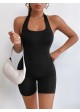 Backless Halterneck Unitard Romper