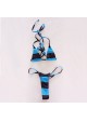 Black / Blue Striped Thong Bikini