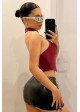 Buckle Collar Metallic Zippered Camisole