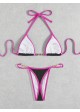 Contrast Piping Pearl Bikini Swimsuit