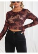 Dragon Print Tie Back Crop Top