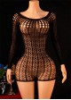 Geometric Pattern Long Sleeve Mesh Romper