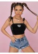 Velvet Cami Top with Heart Rhinestone