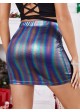 High Waist Holographic Metalic Mini Skirt