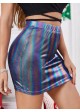 High Waist Holographic Metalic Mini Skirt