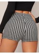 Houndstooth High Waist Shortie-Shorts