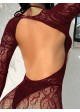 Long-Sleeved Open Back Lace Romper - 4 Colour Options
