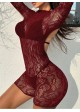 Long-Sleeved Open Back Lace Romper - 4 Colour Options