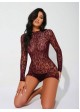 Long-Sleeved Open Back Lace Romper