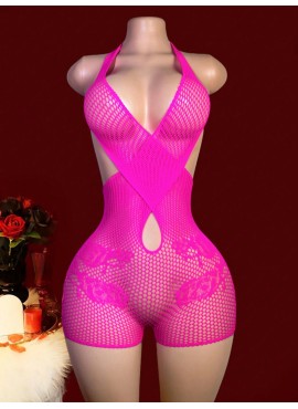 Mesh Criss-Cross Halter Romper - 2 Colour Options