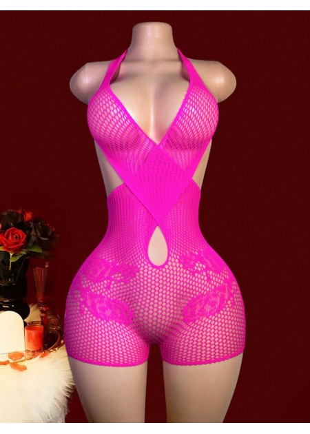 Mesh Criss-Cross Halter Romper - 2 Colour Options