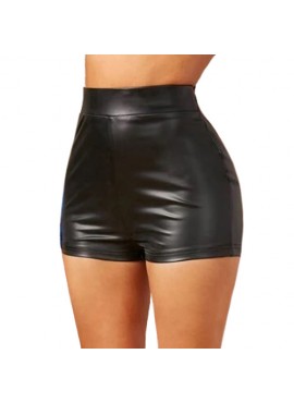 PU Leather High Waist Shortie-Shorts