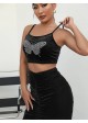 Rhinestone Butterfly Velvet Cami Top