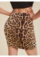 Front Drawstring Ruched Leopard Print Skirt