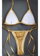 Sequined Net Gold Thong Bikini
