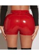 PU Leather Ruched Biker Shorts