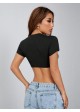 Round Neck Short Sleeve Solid Crop Top - Petite Sized - 2 Colour Options