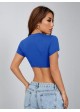 Round Neck Short Sleeve Solid Crop Top - Petite Sized - 2 Colour Options