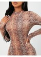 Snakeskin Print Mock Neck Bodycon Dress