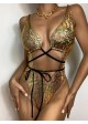 Snakeskin Metallic Cut-out Monokini Swimsuit