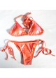 Swim Mod Shiny Metalic String Bikini Swimsuit