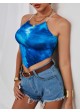 Tie Dye Crisscross Backless Bandana Top