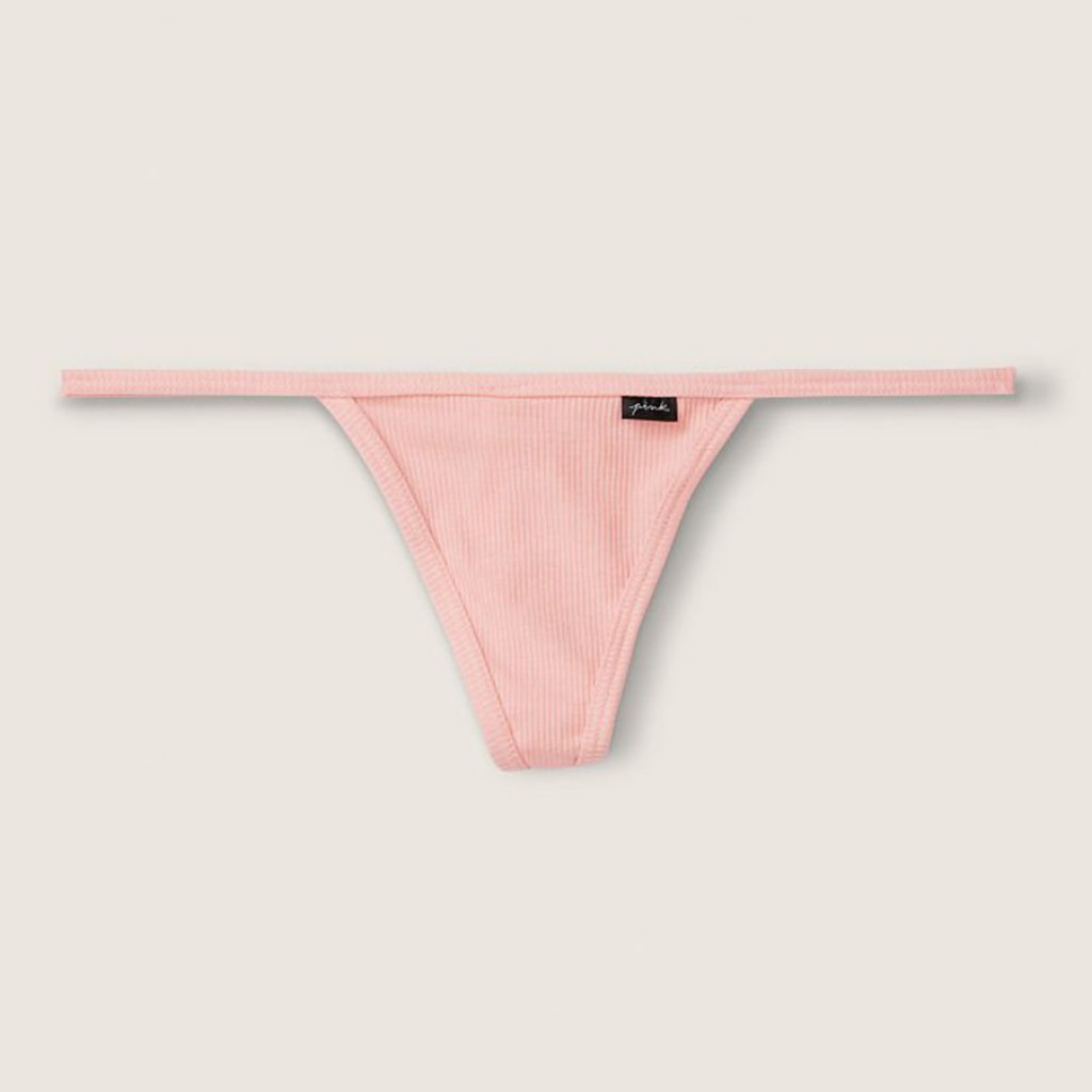 Vs Victorias Secret Pink Cotton V-String Panty Underwear Neon Bubble L